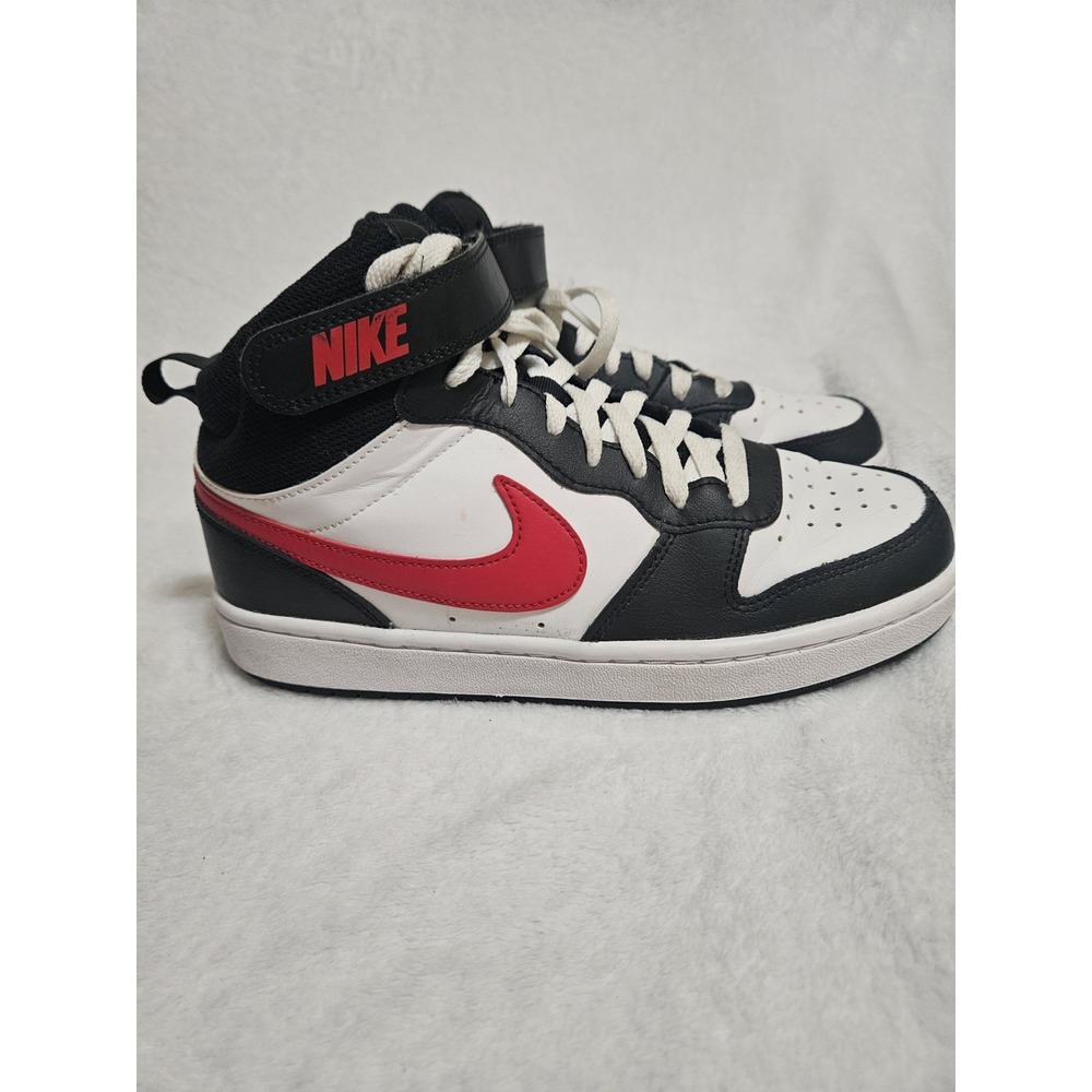 Nike Court Borough Mid 2 Size 7 Youth Boys High Top Sneakers Black White Red